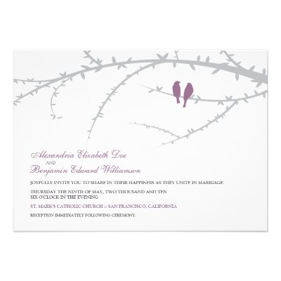 Love Birds Wedding Invitation (lavender)