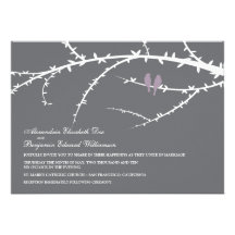 Love Birds Wedding Invitation (lavender)