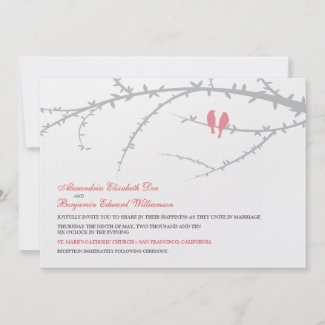 Love Birds Wedding Invitation (pink) invitation