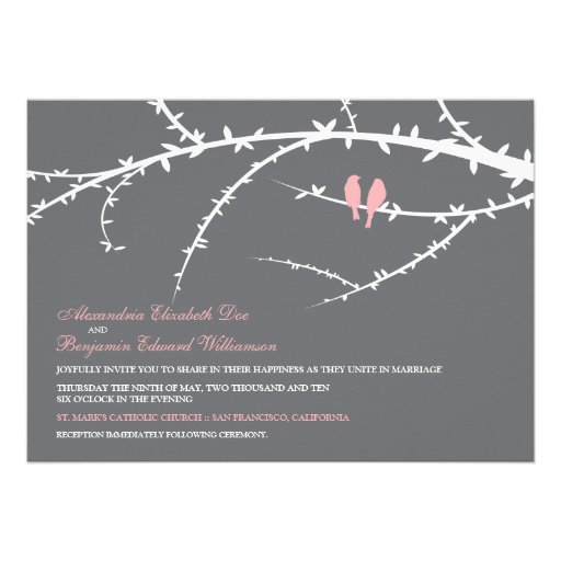 Love Birds Wedding Invitation (pink)