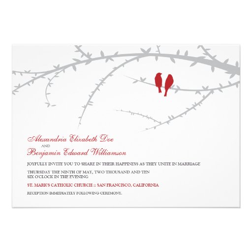 Love Birds Wedding Invitation (red)