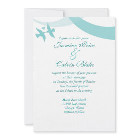 Love Birds Wedding Invitation, Teal