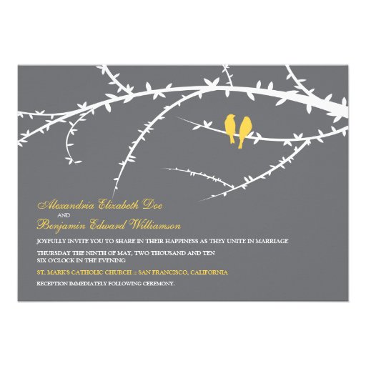 Love Birds Wedding Invitation (yellow)