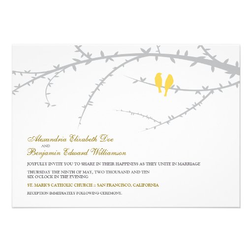 Love Birds Wedding Invitation (yellow)