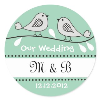 Love Birds Wedding Monogram Stickers sticker