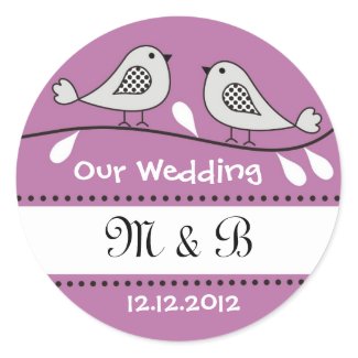 Love Birds Wedding Monogram Stickers sticker