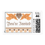 Love Birds Wedding Postage - Persimmon/ Brown postage