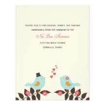 Love Birds Wedding Reception Cards Custom Invites