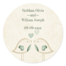 Love Birds Wedding Round Sticker