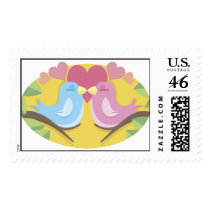 Love Birds With Hearts postage