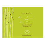 Love Birds with Lines & Dots Green Post Cards