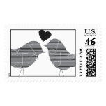 Love Birds with Music Notes and Heart Stamp