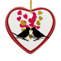 Love Birds With Red & Gold Hearts ornament