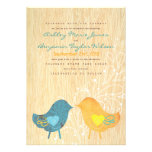 Love Birds Woodgrain Rustic Wedding Invitation