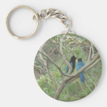 Love BIrdy Style, Tropical Black-Blue Jay Key Chain