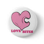 love bites biting heart pinback buttons