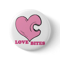 love bites biting heart pinback buttons