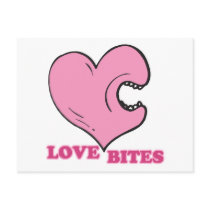 love bites biting heart post card