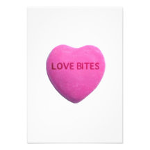 Love Bites Pink Candy Heart Invitations