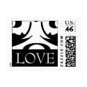 Love Black and White Damask Wedding Postage postage by indolilly Love Black and White Damask Wedding Postage postage