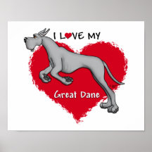 Love Black Great Dane Posters