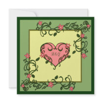Love Blooms Green Wedding Invitations