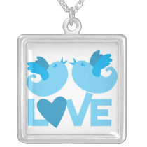 LOVE blue birds necklaces