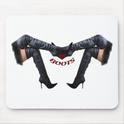 Love Boots Thigh High Boots Mouse Pad by uniqueandkinky