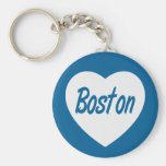 Love Boston MA  White Heart Travel Keychain