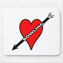 Love Bowling Heart Mouse Pad