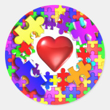 Love Breaks Thru Autism Round Sticker
