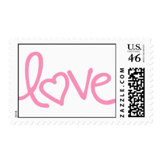love - bubblegum pink postage stamps