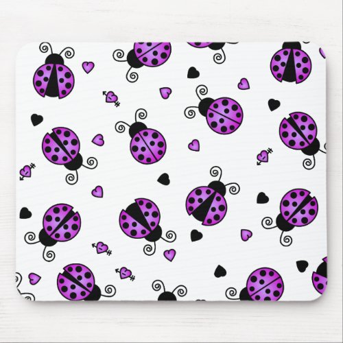 Love Bugs Purple Ladybugs mousepad