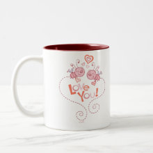 Love Bugs! Valentine's Mug - Two cute little pink bumble bees flying to each other to give hearts. The mug reads 'Love You' A perfect gift for Valentine's Day or any day you want to say I love You.