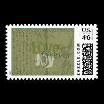 Love Calligraphy Postage Blue Frame stamps