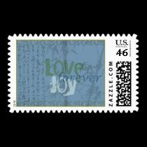 Love Calligraphy Postage Green Frame stamps