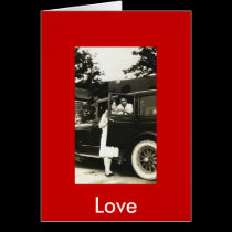 Love card with 2 lovebirds in the car