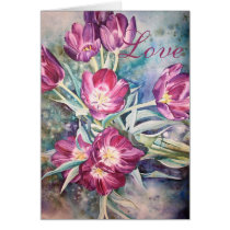 Love Cards Purple Poppy Floral Watercolor