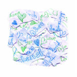 Love Cherish Adore Purple and Green Collage Square Acrylic Cut Outs