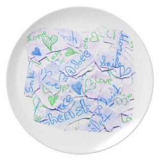 Love Cherish Adore Purple and Green Collage Square plate