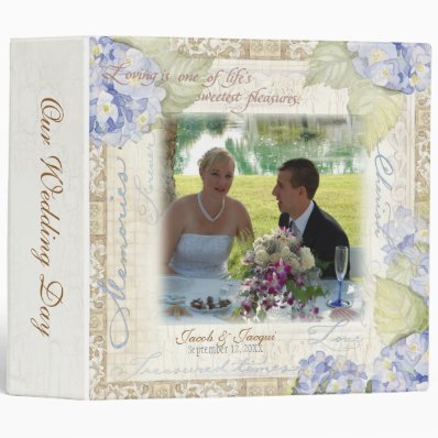 Love & Cherish Blue Hydrangea Floral Wedding 3 Ring Binder
