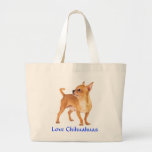 Love Chihuahua Jumbo Canvas Tote Bag