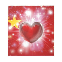 Love China flag heart background Memo Pad