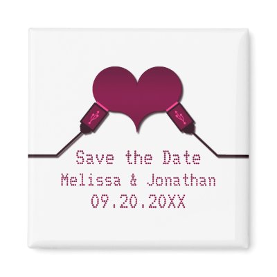 Love Connection USB Save the Date Magnet, Fuchsia
