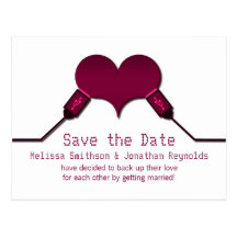 Love Connection USB Save the Date Postcard, Fuchsi