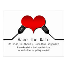 Love Connection USB Save the Date Postcard, Red