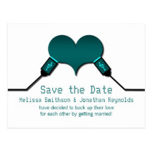 Love Connection USB Save the Date Postcard, Teal