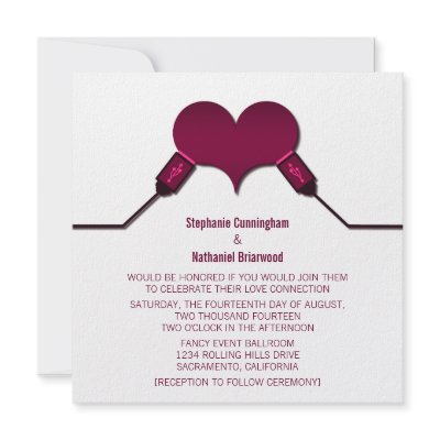 Love Connection USB Wedding Invitation, Fuchsia