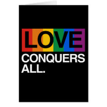 LOVE CONQUERS ALL -.png Greeting Cards