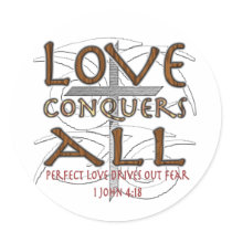 Love Conquers All Round Sticker